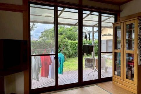 リビング南　掃き出し内窓設前後//都城市